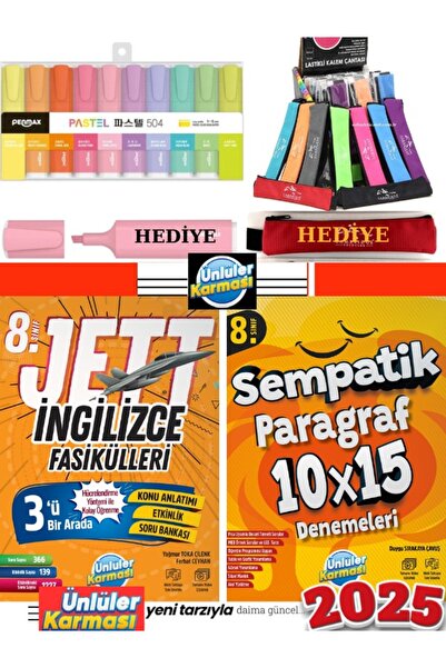Ünlüler Karması 8. Sınıf Jett İngilizce Fasikülleri +Paragraf 10x15 Deneme  +...