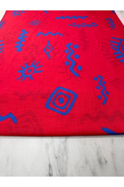ipekkumaş Kırmızı İkat Desen Elbiselik Keten Kumaş ÜRÜNÜMÜZ ADET OLARAK SATILIR 1 ADET 1 METRE