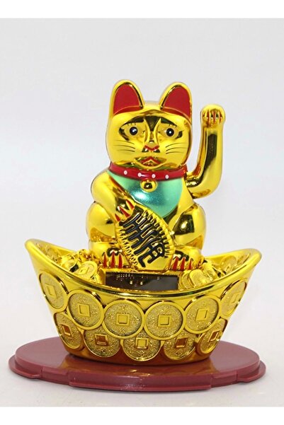 RaHan Maneki Neko Feng Shui Bereket Şans Mutluluk Çağıran Şans Kedisi Solar P...