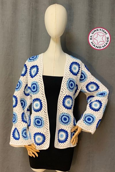 Uretti - Cardigan tricotat cu fir de bumbac Yıldız 7202 - 38 / 40 / 42