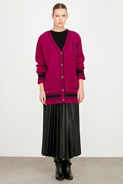 Tığ Triko KOLEJ DETAYLI MİNK HIRKA FUŞYA