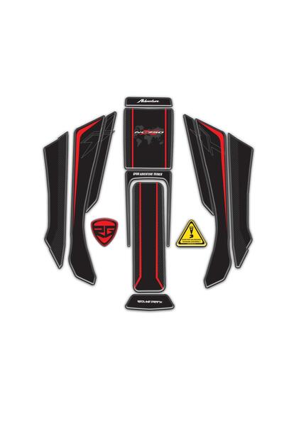 Redline Grafik Honda NC750X 2021 - 2023 17 Parça Uyumlu Karbon Kırmızı Tank P...