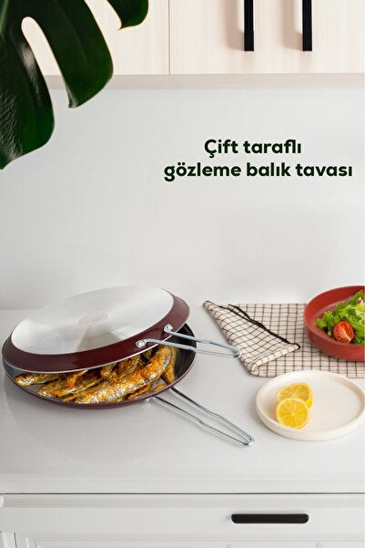Esra Çift Taraflı Ikiz Balık Börek Menemen Krep Tavası 32 Cm