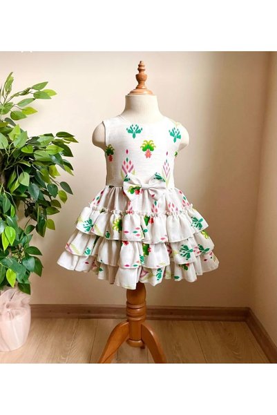 Zelhankids Ruffled Belted Linen Luxury Dress