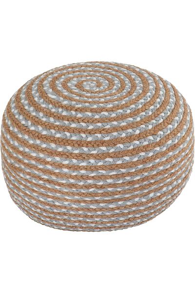 dekorist Runder osmanischer Pouf Fußhocker Jute Pouffe Hocker Sitzkissen Boho Home Decor Extra Sitzgelegenheit P