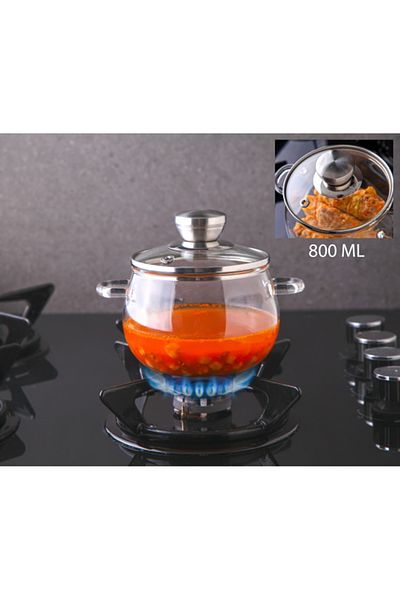 Housess Glass Borosilicate Heat Resistant Glass Pot 800 ML