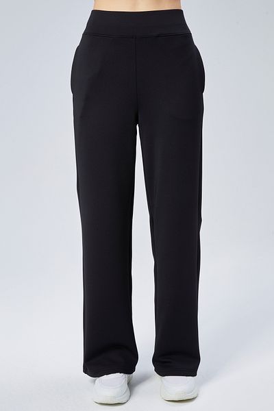 Maison La Femme Women's Black High Waist Wide Leg Sweatpants