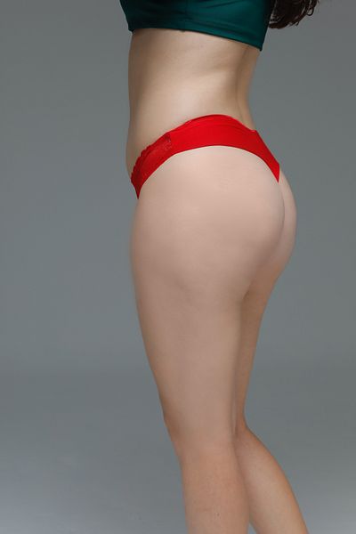 MİSTİRİK Stretchy and Soft Red Panties - Masara Model, Half Lace Thong String