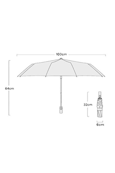 Angel Eyes Damla Desenli Gri Açılır Yarasa Şemsiye 8 TELLİ