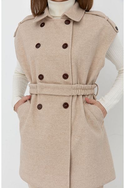Fatma Atasoy Belted Stamp Oversize Stone Midi Vest