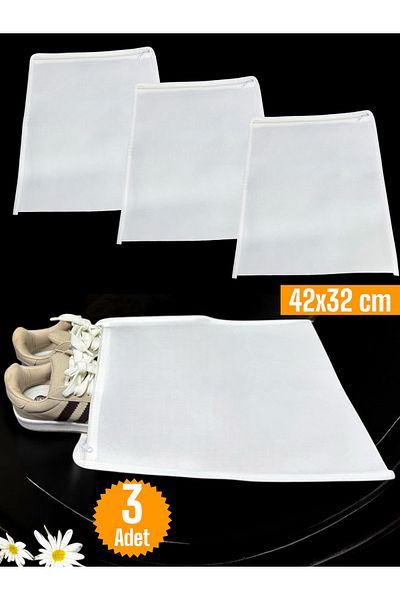 Balkan Room 3 Pcs White Shoes Storage Bag Travel Scrap Multipurpose Zipper Drawer Suitcase Organizer