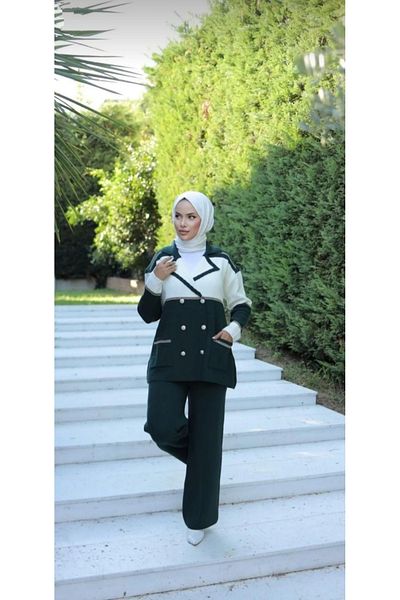 By Nilgün Akay Glitter Hijab Set - Knitwear Bottom and Top Set
