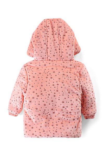 Babyhug - Full Sleeves Hooded Sweat jacket With Stars Design - Orange