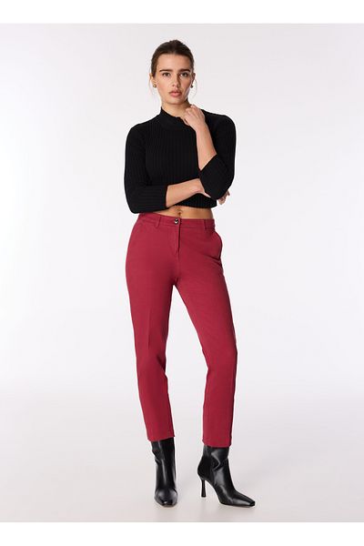 Sisley High Waist Regular Red Women's Pants 48M855Bk7
