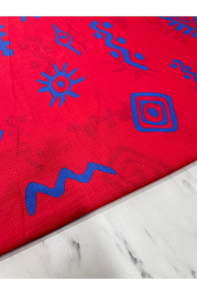 ipekkumaş Kırmızı İkat Desen Elbiselik Keten Kumaş ÜRÜNÜMÜZ ADET OLARAK SATILIR 1 ADET 1 METRE