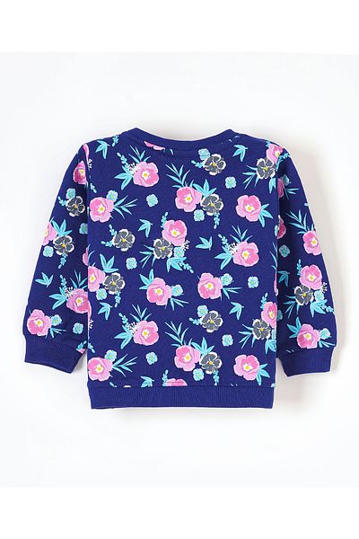 Babyhug Full Sleeves Sweatshirt Floral Print - Navy