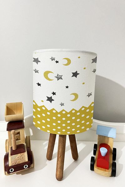 dekomingo Yellow Floor Moon Stars Patterned BABY AND CHILDREN'S ROOM LAMP