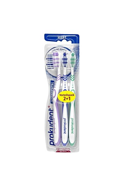 ROSSMANN Perlodent Med 3-Piece Hard Toothbrush Set