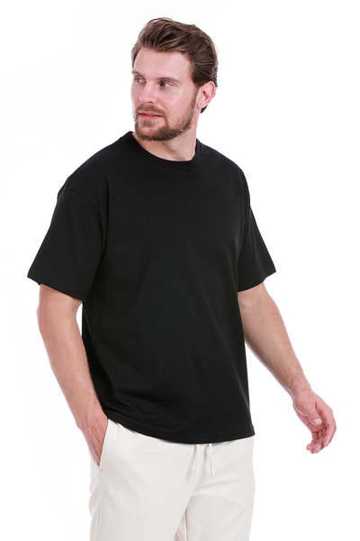 WERRONİ Unprinted Double Face Thick Black Tshirt
