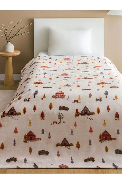 LC Waikiki Lcw Home Beige Printed Single Blanket 150X220 cm