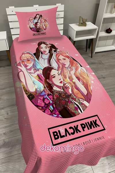 dekomingo Black Pink Baby and Kids Base Pique Set
