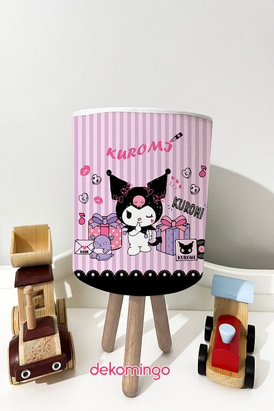 dekomingo Black Pink Striped Kuromi̇ Baby and Children's Room Lamp Shade