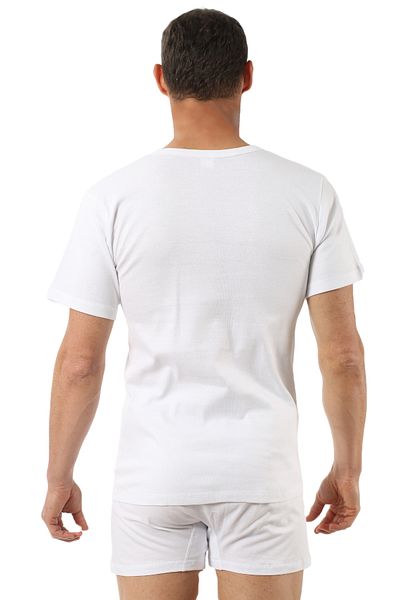 ÖZKAN underwear Özkan 0115 Men's 100% Cotton Rib Fabric Flexible Comfortable Wide Collar Short Sleeve Undershirt Undershirt