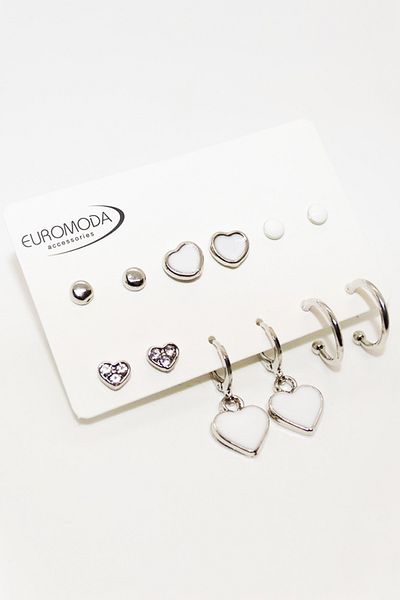 EUROMODA 3 Model Heart Design Colorful Earring Set