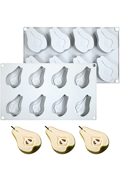 PASTRY PLANET Professional Silicone Pear Mold 8 Compartments