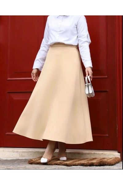 Dagü Design Women's Hijab Long Beige Sukuba Skirt