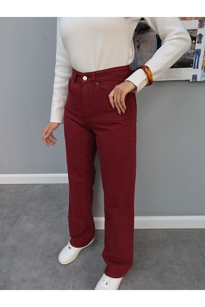 ESRAHELVACI Burgundy Straight Orj Jeans