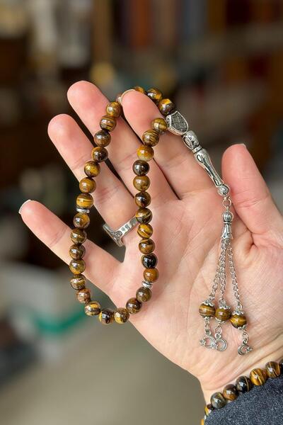 TESBİHKENTİ Mărgele de rugăciune cu ochi de tigru de 8*8 mm