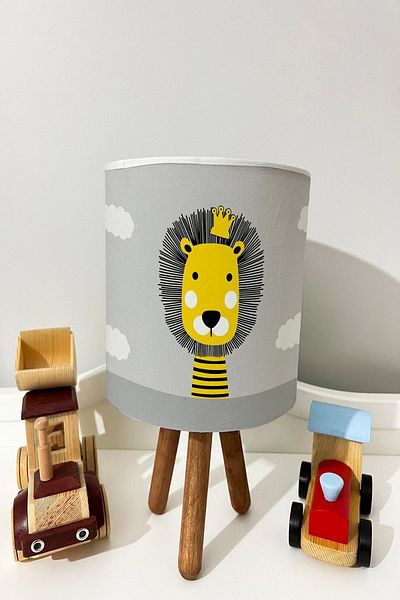 dekomingo Gray Cloud Lion Patterned BABY AND CHILDREN'S ROOM LAMP