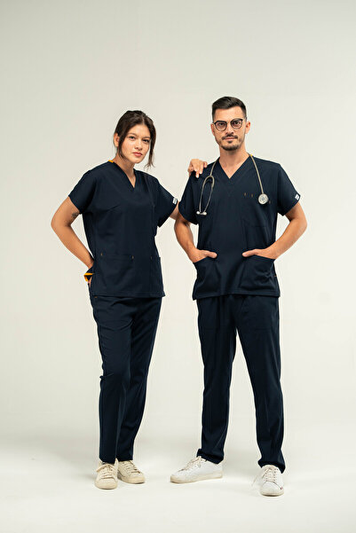 BOSKAMİ MEDİKAL بدلة طبية باللون الأزرق الداكن للجنسين من Core Flex - مجموعة ...