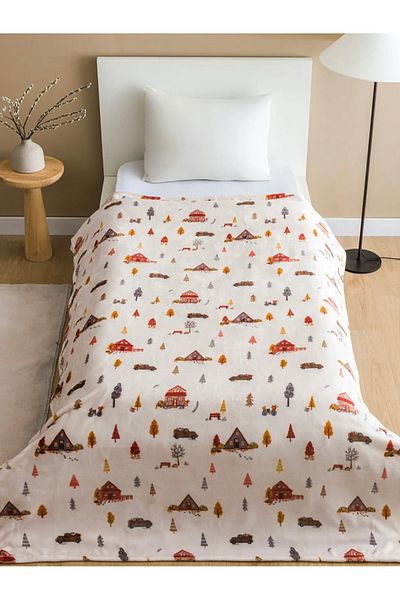 LC Waikiki Lcw Home Beige Printed Single Blanket 150X220 cm