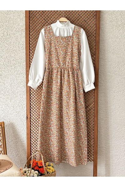 KÜÇÜĞÜM BUTİK Bluză albă creponată și set de gilet Seersucker cu flori gri (GILET-BLUZ)