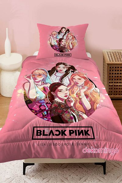 dekomingo Black Pink Patterned Quilted Yorgans for Baby and Children's Room