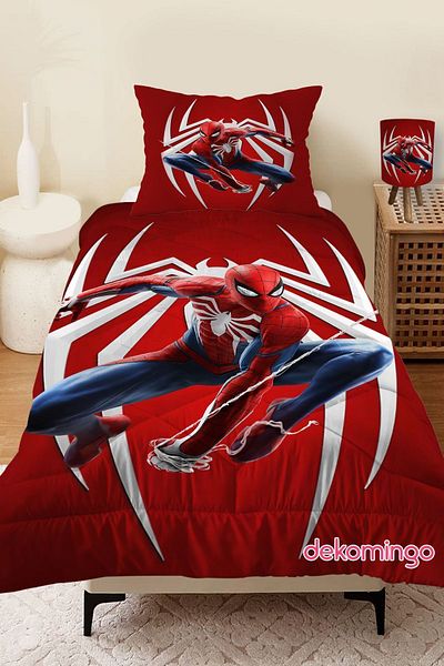 dekomingo RED SPIDER MAN PATTERNED QUILTED KIDS QUILT AND PILLOW CASE