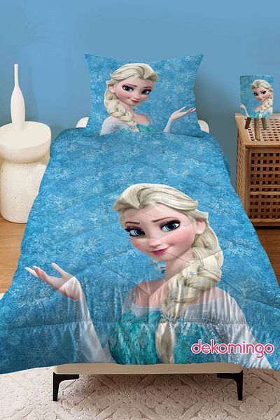 dekomingo ELSA LIGHT BLUE PATTERNED QUILT AND PILLOW CASE