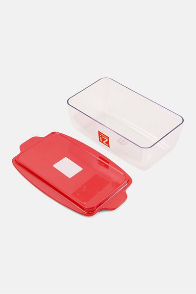Zak! Designs Countertop Airtight Butter Dish Tray With Lid, Red