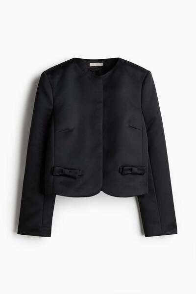 H&M Bow-detail satin blazer