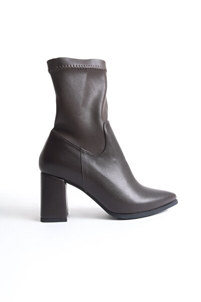 Modabuymus Γυναικείες μπότες Peko Bitter Brown Stretch με εύκαμπτο τακούνι