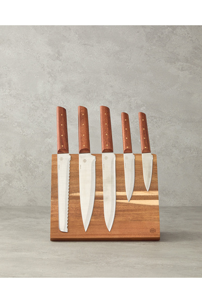 English Home Lunel Paslanmaz Çelik 5 Parça Bloklu Bıçak Seti 21-24-33-33-33 c...