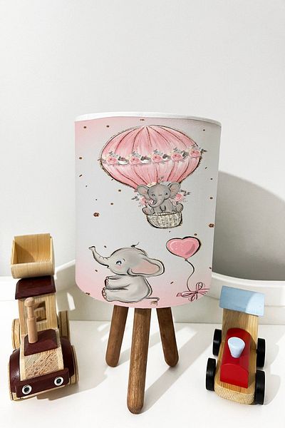 dekomingo Pink Gray Baby Elephant Balloon Baby and Child Room Lampshade