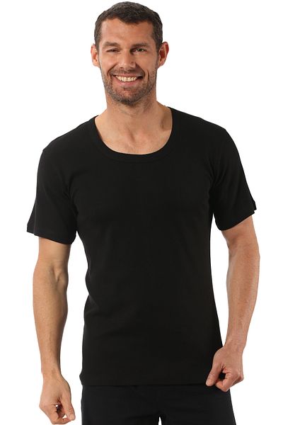 ÖZKAN underwear Özkan 0115 3-Pack Men's 100% Cotton Rib Fabric Stretchy Comfortable Wide Collar Short Sleeve Undershirt Undershirt