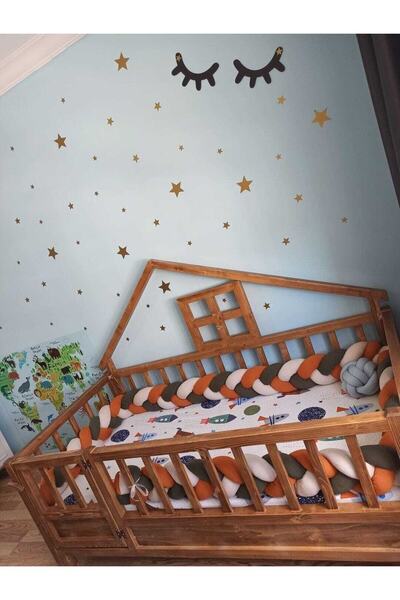 düğüm yastık واقي سرير أطفال محبوك 360 سم - قرفة - كاكي - بيج