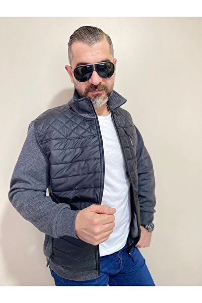BENESSE Balıkçı Yaka Önü Kapitoneli Fermuarlı Üç İplik Ceket & Mont