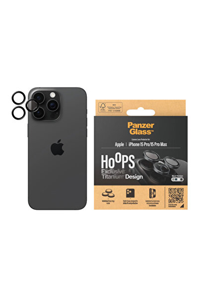 Panzer Glass واقي عدسة الكاميرا من هوبس للايفون 15 برو و 15 برو ماكس - اسود ت...