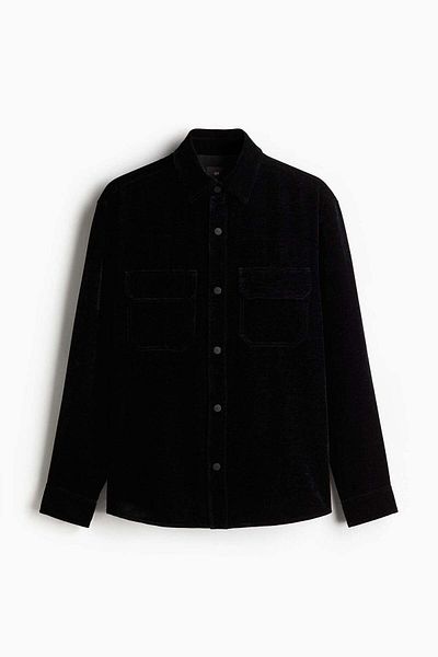 H&M قميص مخملي بقصّة عادية