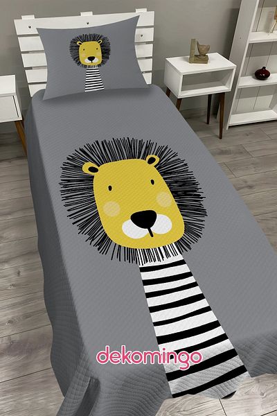 dekomingo Lion Gray Baby and Kids Base Pique Set